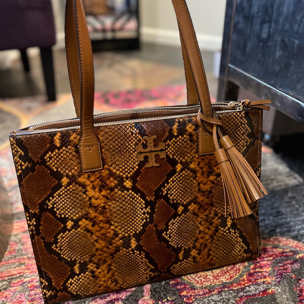 Tory Burch Embossed Exotic Leather Tote